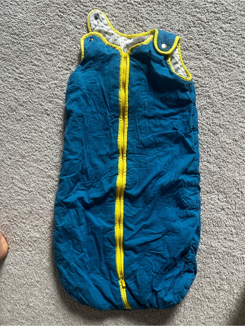 Teal Sleep Sack with Yellow Trim - Baby Wearable Blanket